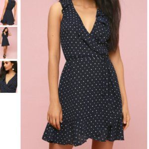 Lulu's Navy Polka Dot Dress - X Small